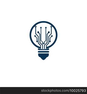 Light bulb idea icon with circuit board inside.