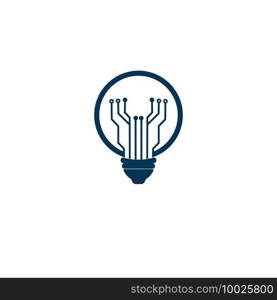 Light bulb idea icon with circuit board inside.