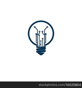 Light bulb idea icon with circuit board inside.