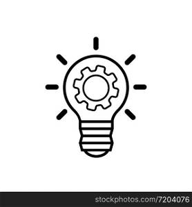 Light bulb idea icon with gears inside in black on an isolated white background.Business concept. EPS 10 vector. Light bulb idea icon with gears inside in black on an isolated white background. Business concept. EPS 10 vector