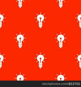 Light bulb idea pattern repeat seamless in orange color for any design. Vector geometric illustration. Light bulb idea pattern seamless