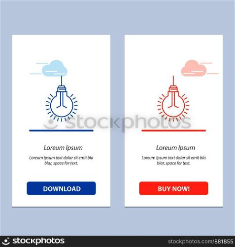 Light, Bulb, Idea, Tips, Suggestion Blue and Red Download and Buy Now web Widget Card Template