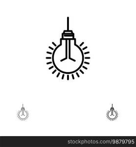 Light, Bulb, Idea, Tips, Suggestion Bold and thin black line icon set