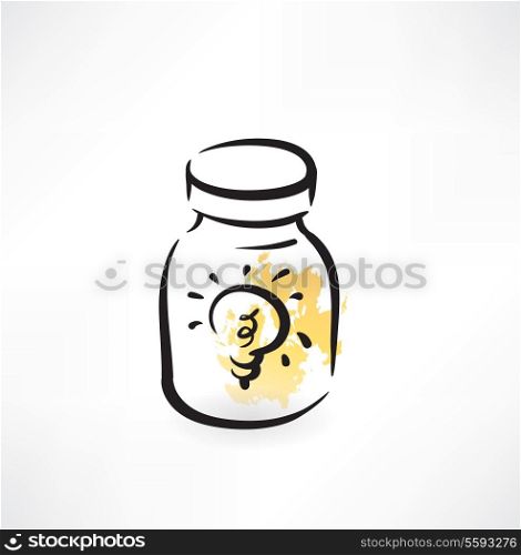 light bulb in the glass jar grunge icon