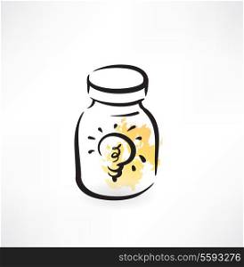 light bulb in the glass jar grunge icon