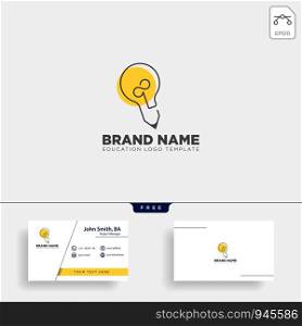 Light bulb learning line logo template vector illustration icon element isolated with business card - vector. Light bulb learning line logo template vector illustration icon element isolated