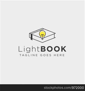 Light bulb learning line logo template vector illustration icon element isolated with business card - vector. Light bulb learning line logo template vector illustration icon element isolated