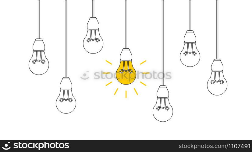 light bulb line burn in flat style, vector. light bulb line burn in flat style