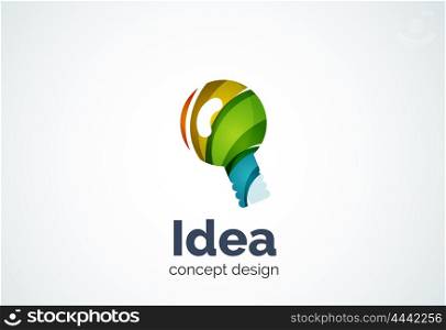 Light bulb logo template, new idea, energy or illumination concept. Modern minimal design logotype created with geometric shapes - circles, overlapping elements