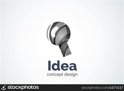 Light bulb logo template, new idea, energy or illumination concept. Modern minimal design logotype created with geometric shapes - circles, overlapping elements