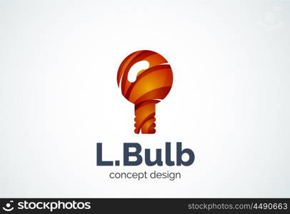 Light bulb logo template, new idea, energy or illumination concept. Modern minimal design logotype created with geometric shapes - circles, overlapping elements