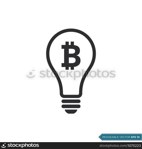 Light bulb Money Bitcoin Icon Vector Template Flat Design