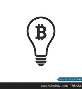 Light bulb Money Bitcoin Icon Vector Template Flat Design