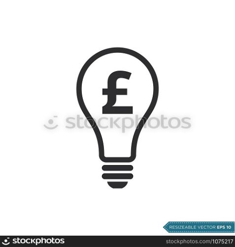Light bulb Money pound sterling Icon Vector Template Flat Design