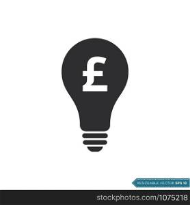 Light bulb Money pound sterling Icon Vector Template Flat Design