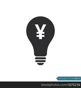 Light bulb Money yen Icon Vector Template Flat Design