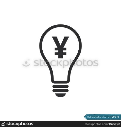 Light bulb Money yen Icon Vector Template Flat Design