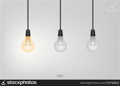 Light bulb or lamp with dark background. Vector illustration.
