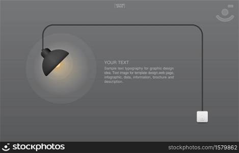 Light bulb or lamp with dark background. Vector illustration.