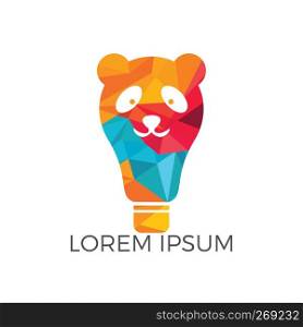 Light bulb panda shape logo design. Creative animal and zoo ideas concept.