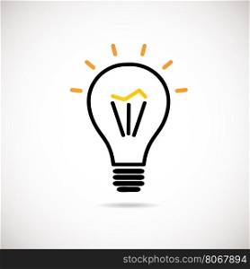 Light bulb vector icon in black and yellow colors.. Light bulb vector icon in black and yellow colors. Vector concept of power, technology, good ideas and other