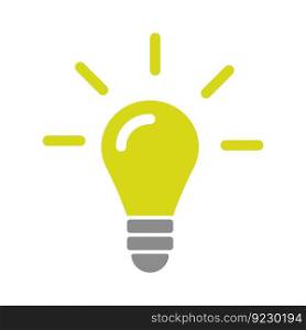 Light bulb, vector. Yellow light bulb with rays of light. Can be used as a logo, icon.