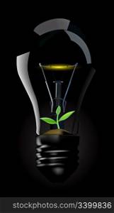 Light bulb whit green plant. Eco concept