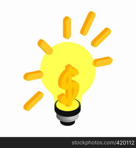 Light bulb with a dollar sign isometric 3d icon on a white background. Light bulb with a dollar sign isometric 3d icon