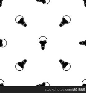 Light bulb with blue water inside pattern repeat seamless in black color for any design. Vector geometric illustration. Light bulb with blue water inside pattern seamless black