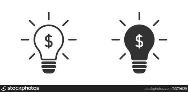 Light bulb with dollar symbol. Flat vector illustration.