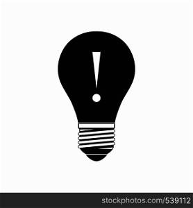 Light bulb with exclamation mark icon in simple style on a white background. Light bulb with exclamation mark icon