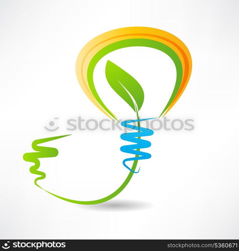 light bulb with leaf inside. design element icon