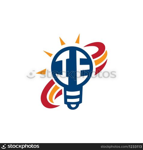 Light bulb with letter IE logo design. Electricity logo sign.
