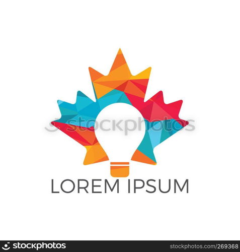 Light bulb with maple leaf logo design. Maple leaf energy vector logo design. Canada sign.