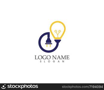 Light bulb with plug logo vector
