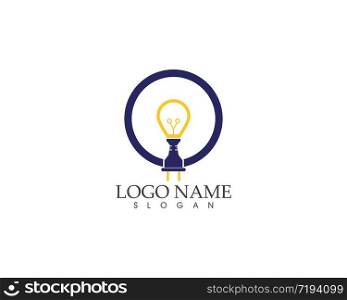 Light bulb with plug logo vector