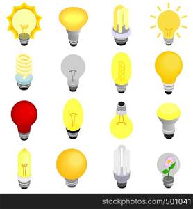 Light bulbs icons in isometric 3d style isolated on white. Light bulbs icons, isometric 3d style