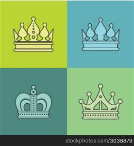 Light crown icons on color background. Light crown icons on color background. Design crown isolated, vector illustration