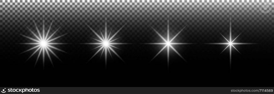 Light effect. Glowing light effect stars. Special light effect on transparent background. Set of shining sun. Vector illustration . Light effect. Glowing light effect stars. Special light effect on transparent background. Set of shining sun. Vector