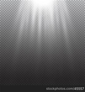 Light effect. Rays burst light. Vector illustration on transparent.