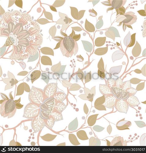 Light floral pattern. Vector wallpaper with big illustration flowers. Hand drawn plants, roses. Colorful floral pattern. Vector wallpaper with big illustration flowers. Hand drawn plants, roses