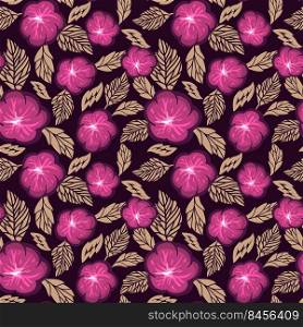 Light floral seamless pattern. red and beige on a dark background.. Light floral seamless pattern. red and beige
