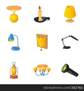 Light for home icons set. Cartoon illustration of 9 light for home vector icons for web. Light for home icons set, cartoon style