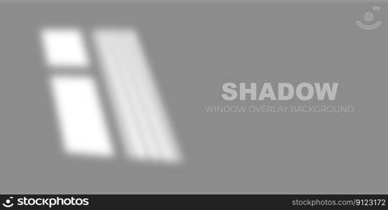 Light from window on the wall shadow overlay. Sunlight glowing through window frame design mockup. Vector minimalistic illustration.