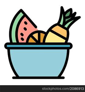 Light fruit salad icon. Outline light fruit salad vector icon color flat isolated. Light fruit salad icon color outline vector