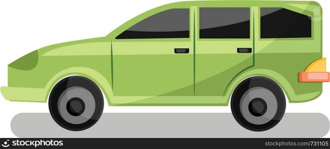Light green family car vector illustration on white background.