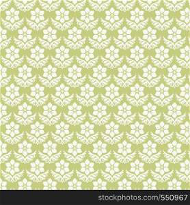 Light green vintage bloom pattern on pastel background. Retro and classic blossom pattern style for old or sweet design