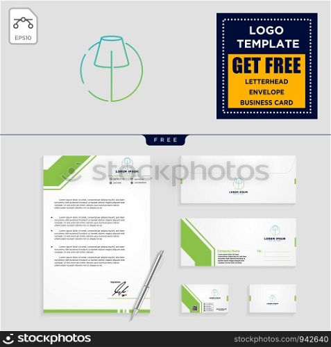 Light interior logo template vector illustration and stationery design include. Light interior logo template and stationery design include