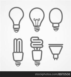 Light lamps icon collection vector image