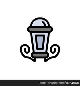 Light, Night, L&, Lantern  Flat Color Icon. Vector icon banner Template